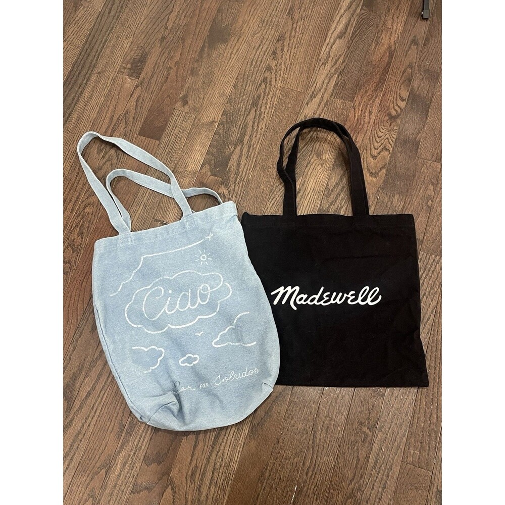 Madewell Bien Fait Black Canvas‎ Tote Shopping Bag & Chambray Tote Echo Bag